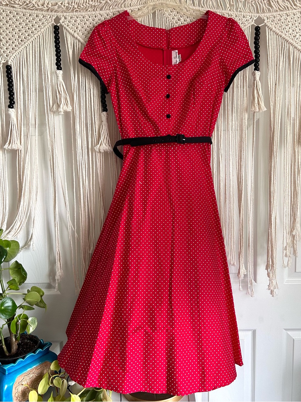 Red Polka Dot A-Line Retro Dress
